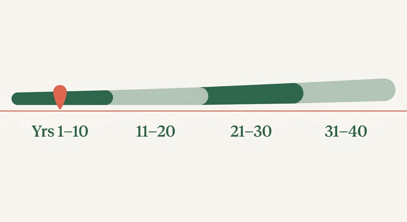 Lifetime cost of owning an African Grey widening decade by decade from years one to forty