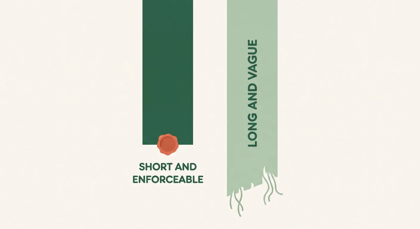 A short enforceable promise set against a long vague one
