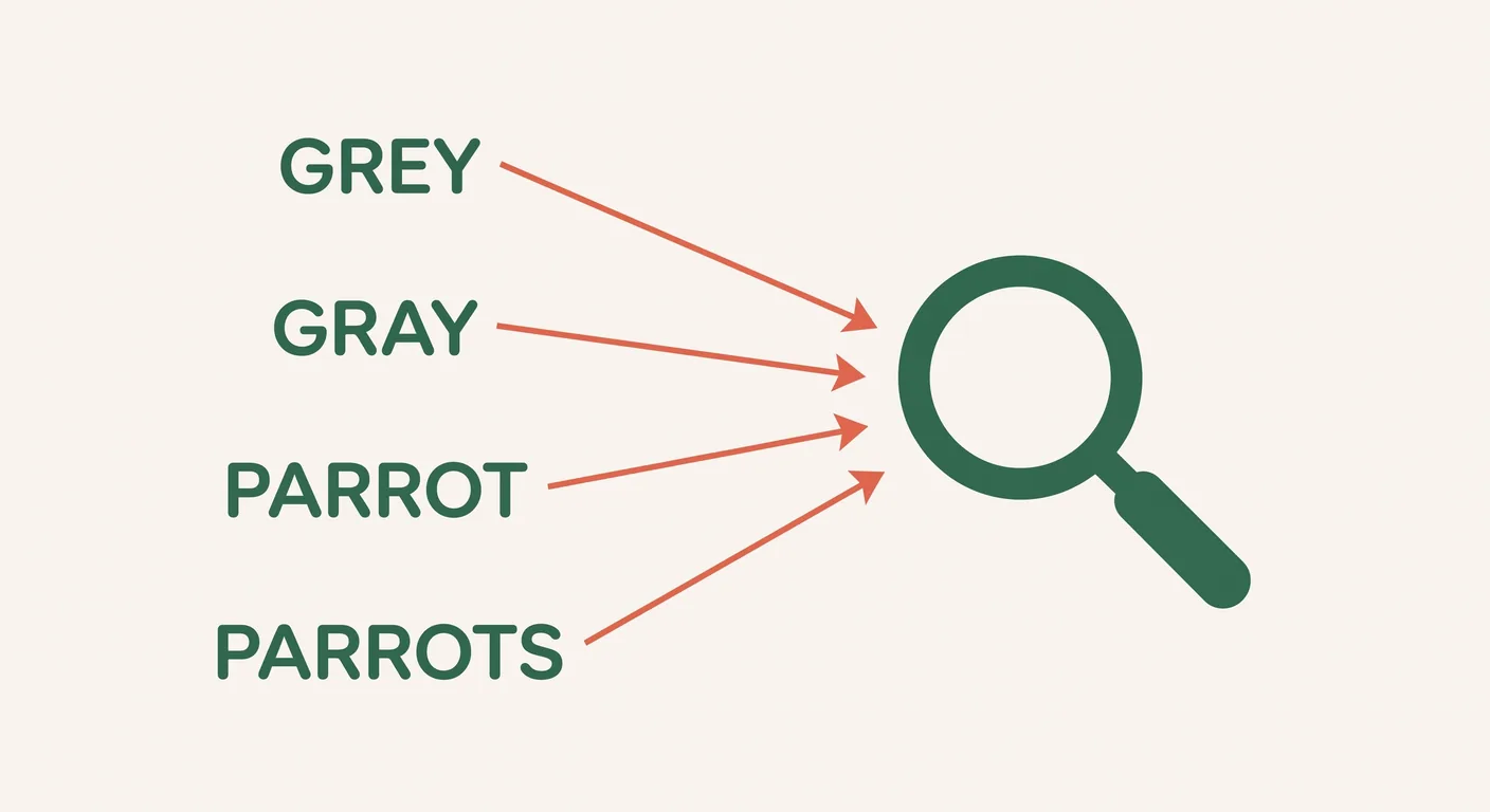 Four spellings buyers type that all reach the same aviary
