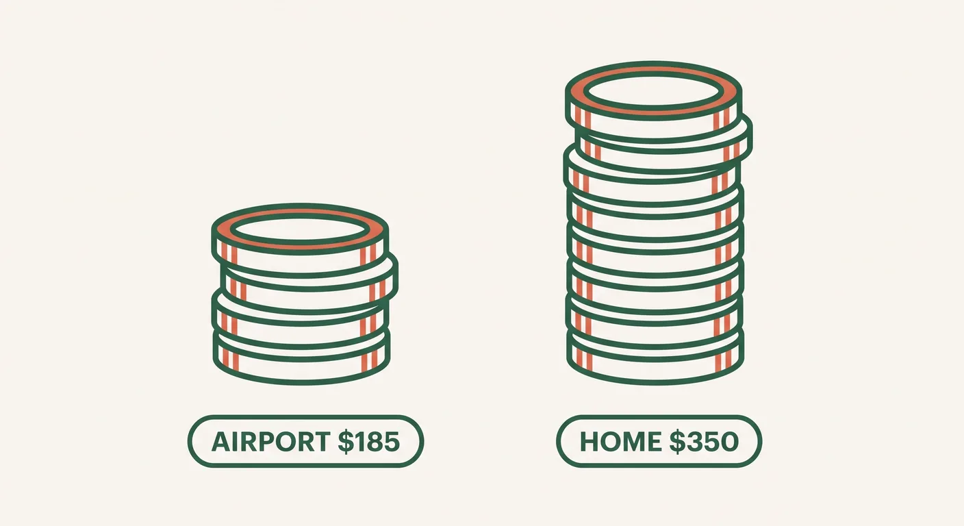 Airport collection set against door delivery by what each costs