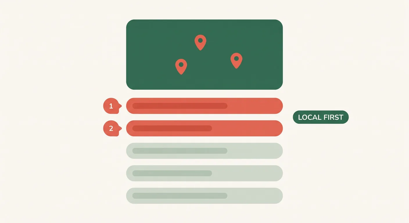 Near-me search results dominated by location-specific listings above national pages