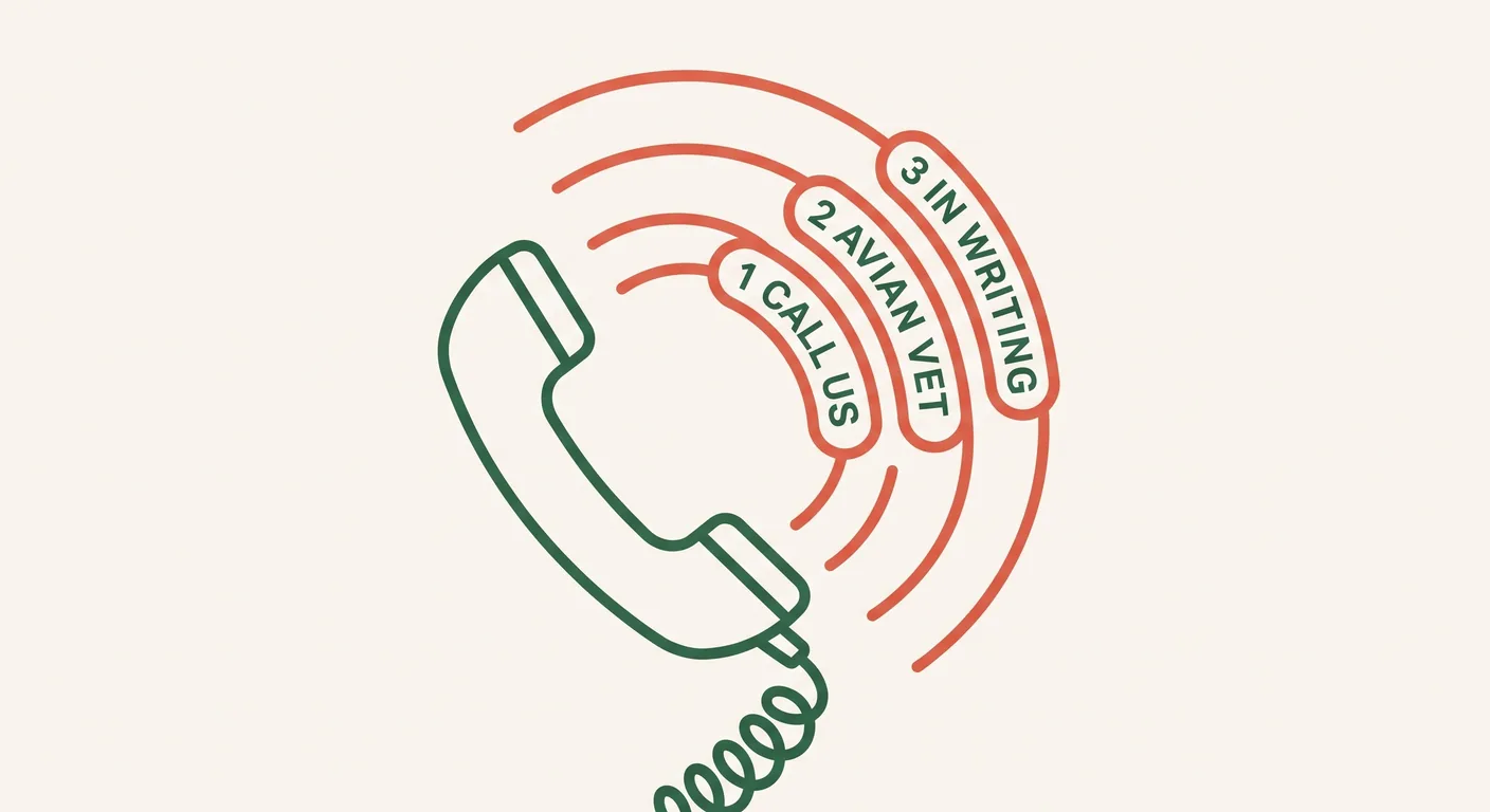 The order of calls to make if a bird arrives unwell